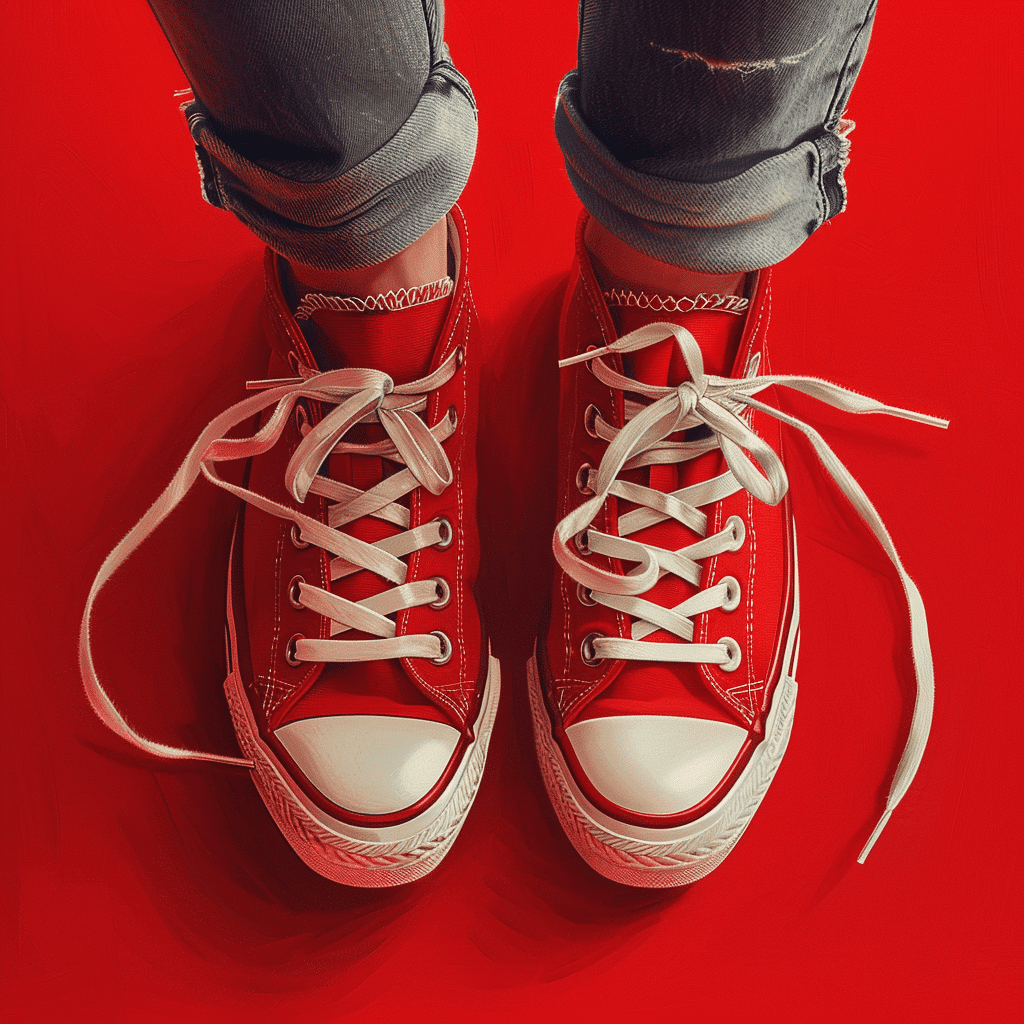 red sneakers