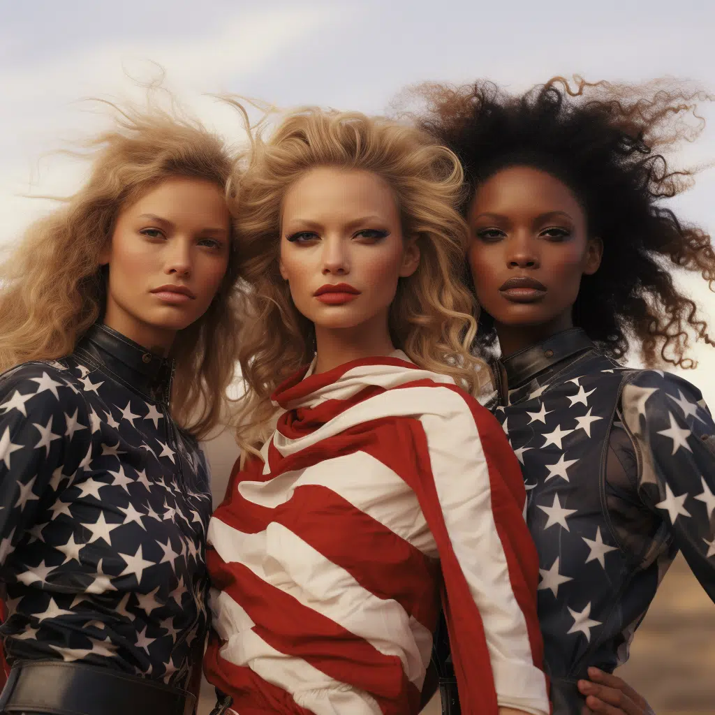 super models wearing american flags