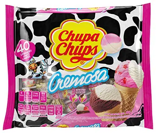 Chupa Chups Pops Cremosa Ice Cream Flavor Count   Strawberry Ice cream Flavor And Chocolate Ice cream Flavor Lollipops Fat Free