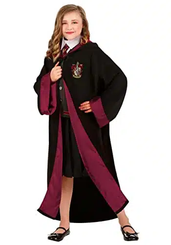 Deluxe Harry Potter Hermione Granger Costume for Kids, Hermione Gryffindor Robe, Hooded Wizard Robe Outfit X Large