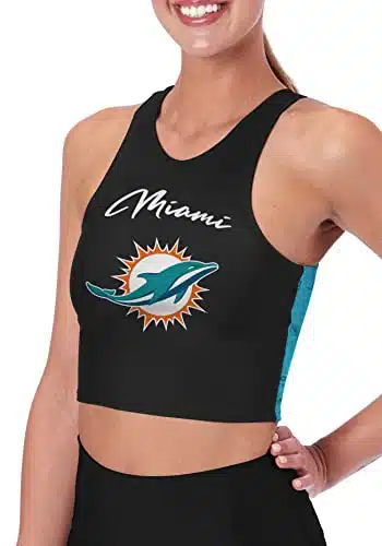 Certo by Northwest NFL Women's Crosstown Midi Bra, Miami Dolphins, Large