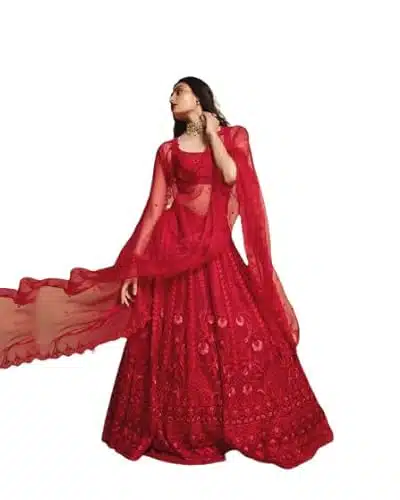 Fashion_Dream Athiya Shetty Style Bridal Red Lehenga Choli For Women With Blouse and Dupatta Set (Stitch)