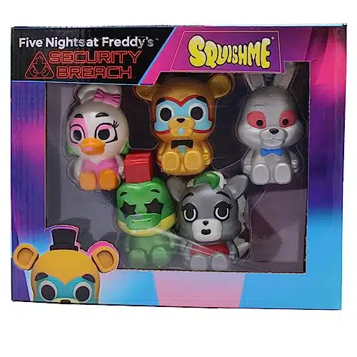 Five Nights at Freddy's Security Breach SquishMe Series Collectors Box Pack Stress Relief Toy, Party Favor & Fidget Toys for Kids   Entire Series Set wFNAF Figures Squishies