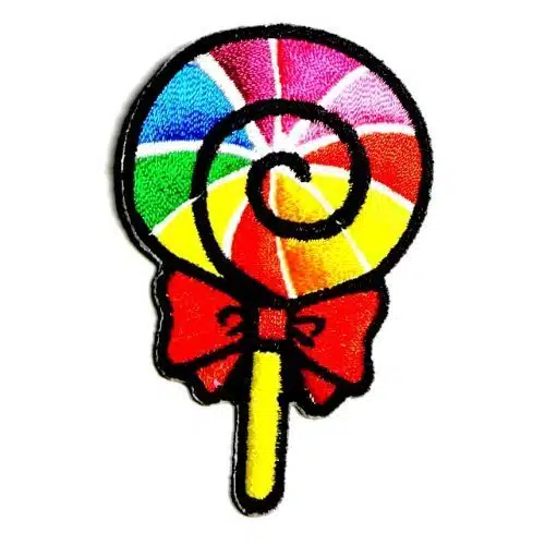 Graphic Dust Rainbow Lollipop Candy Embroidered Iron on Patch Appliques Hat Cap T Shirt Jacket Backpack Clothing