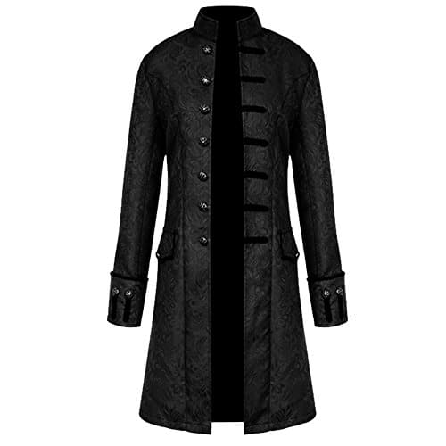 H&ZY Men Steampunk Vintage Jacket Halloween Costume Retro Gothic Victorian Frock Coat Uniform Black