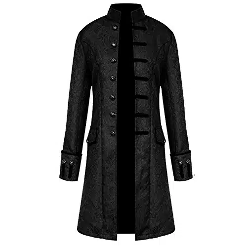 H&ZY Men Steampunk Vintage Jacket Halloween Costume Retro Gothic Victorian Frock Coat Uniform Black