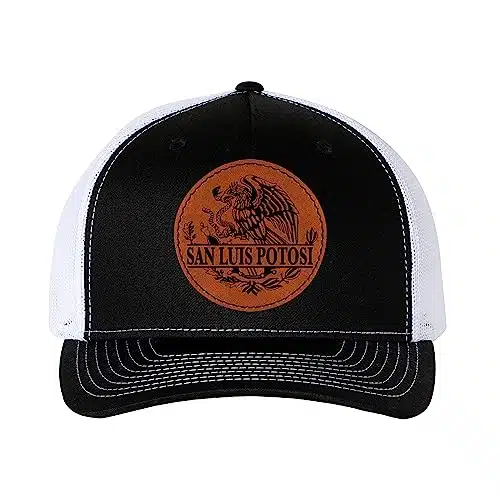 San Luis Potosi Mexico Eagle Emblem Leather Patch Hat  Leatherette  Trucker Style  Snap Back