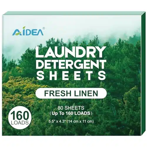 AIDEA Laundry Detergent Sheets, Eco Friendly Laundry Detergent, Washer Sheets Detergent, No Plastic Jug, Laundry Soap Sheets For Travel, Home Washing, Fresh Scent (Loads) Sheets
