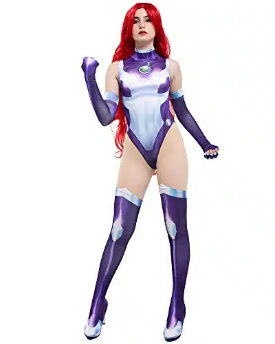 Cosplay.fm Women's Super Speed Cosplay D Printed Bodysuit Costume (XL, Purple)