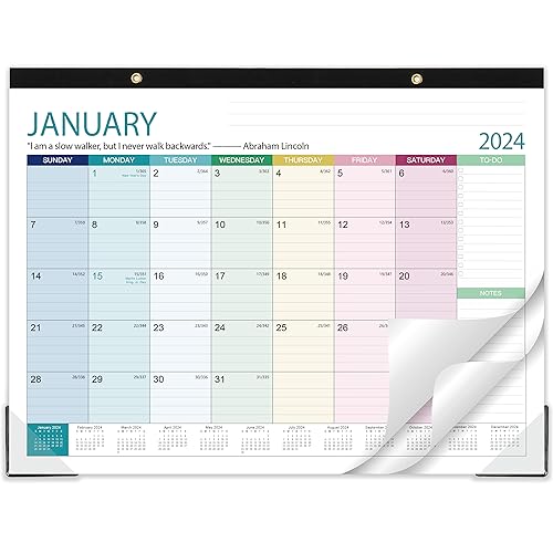 Desk Calendar Large DeskWall Calendar , September December , x , Thick Paper with Corner Protectors, Large Ruled Blocks Colorful Lump
