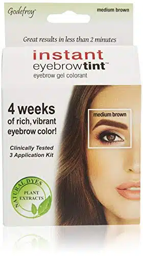 Godefroy Instant Eyebrow Color, Medium Brown, ounces, weeks of long lasting, applications per kit, Count (Pack of )