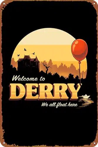 IT Welcome to Derry Press Any Button to Start Movie Poster Retro Metal Sign Vintage Tin Sign for Cafe Bar Home Wall Decor X inch
