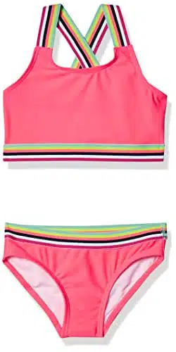 Kanu Surf girls Tanya Upf + Beach Sport Athletic Bikini Two Piece Swimsuit, Bobby Hot Pink,