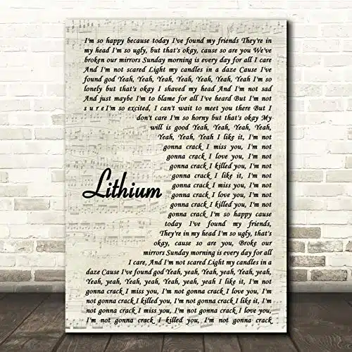 Lithium Vintage Script Song Lyric Gift Present Poster Print