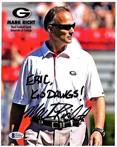 TO ERIC  Mark Richt Signed Autographed Georgia Bulldogs xPhoto + Beckett COA