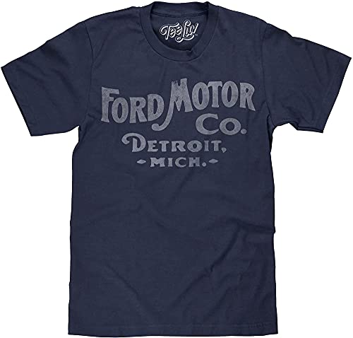 Tee Luv Ford Motor Company Shirt   Ford Detroit Graphic Tee Shirt (Denim Heather) (XL)