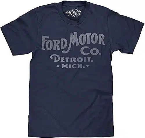Tee Luv Ford Motor Company Shirt   Ford Detroit Graphic Tee Shirt (Denim Heather) (XL)