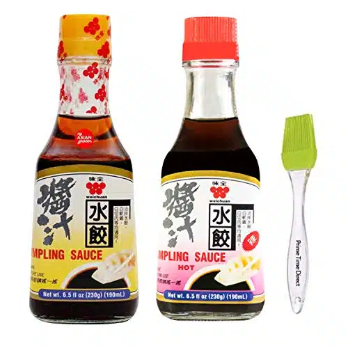 Wei Chuan Dumpling Sauce Hot and Regular   Variety Pack   oz. Bottles (Pack of ) Bundle with PrimeTime Direct Silicone Basting Brush in a PTD Sealed Bag