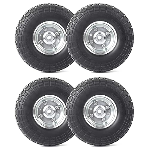 AR PRO .Flat Free Tire and Wheel (Pack)   Inch Solid Rubber Tires with Bearings, Offset Hub   Compatible with Garden Wagon Carts,Hand Truck,Wheelbarrow,Dolly,Utility Cart