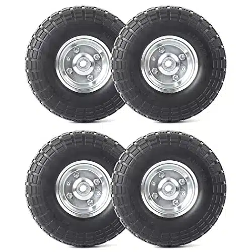 AR PRO .Flat Free Tire and Wheel (Pack)   Inch Solid Rubber Tires with Bearings, Offset Hub   Compatible with Garden Wagon Carts,Hand Truck,Wheelbarrow,Dolly,Utility Cart