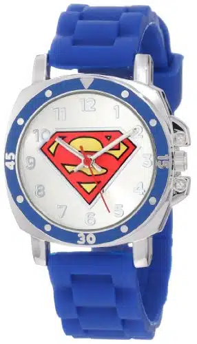 Accutime Superman Kids' SUPBlue Rubber Superman Logo Strap Watch