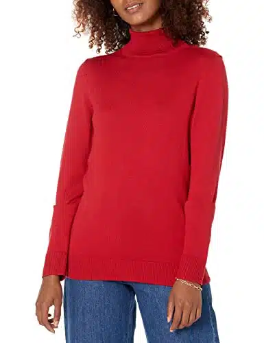 Amazon Essentials Women's Classic Fit Lightweight Long Sleeve Turtleneck Sweater (Available in Plus Size), Red, X Large