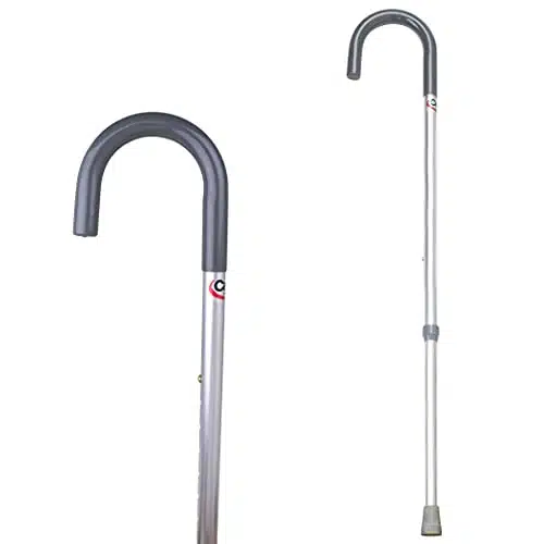 CAREX Round Handle Aluminum Walking Cane for Women   Adjustable Walking Cane   Silver, Count