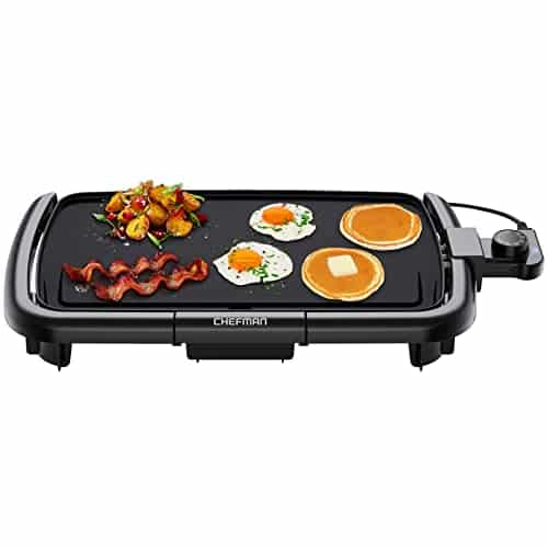 Chefman Electric Griddle with Removable Temperature Control, Immersible Flat Top Grill, Burger, Eggs, Pancake Griddle, Nonstick Easy Clean Cooking Surface, Slide Out Drip Tray, x Inch