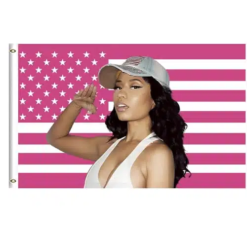 DHAYAXI Pink Nicki American Flag Tapestry Barb USA Salute flag Funny Poster xft double sided with Grommets for College Dorm Room Decor Outdoor Parties