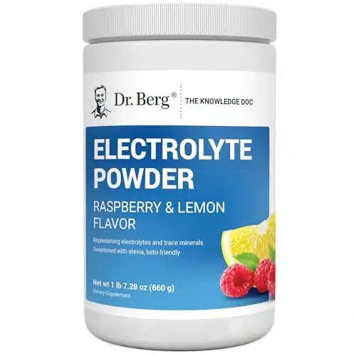 Dr. Berg Hydration Keto Electrolyte Powder   Enhanced w ,mg of Potassium & Real Pink Himalayan Salt (NOT Table Salt)   Raspberry & Lemon Flavor Hydration Drink Mix Supplement   Servings