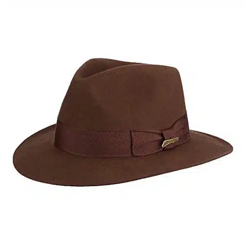 Indiana Jones Men's Wool Felt Fedora, Brown, XX Large