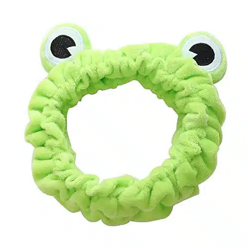 Jowmoy Frog Headband,Green Frog Eye Elastic Headband, for spa headband, skincare headbands, makeup headband, face wash headband (Pack).