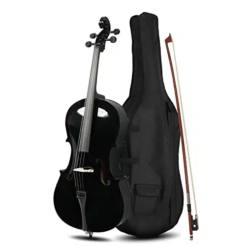 Ktaxon Full Size Cello, Beginner Cello , Acoustic Cello Set with Portable Bag, Bow, Rosin, Bridge, Adults & Kids String Musical Instruments(Black)