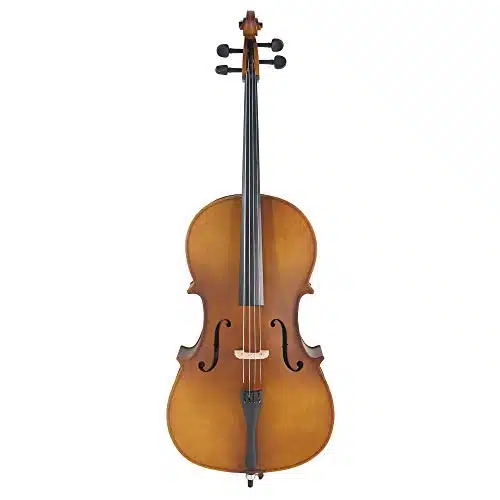 LYKOS Acoustic Cello + Case + Bow + Rosin Wood Color Beautiful Varnish Finishing (Matte Golden)