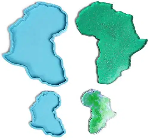 NOA PCS Continent of Africa Coaster Epoxy Casting Mold Chocolate Candy Making Fondant Mold Africa Map Shape Silicone Mold Keychain Pendent Art Craft Supplies Ornament Making