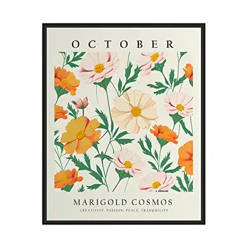 October Flower Month Art Print, Birth Month Poster Wall art Decor, Birthday gift for Her, Bestfriends (October, xinches (Unframed))
