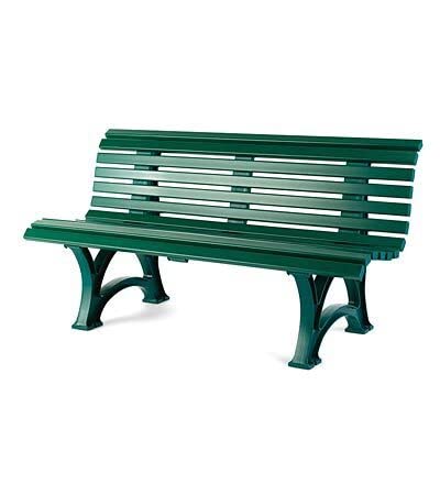 Plow & Hearth Weatherproof German PVC Outdoor Bench  Seat  Holds Up to lbs  Garden Patio Porch Park Deck  Steel and Resin (Green)