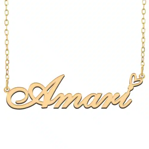 RONKAHSHOW Amari Custom Name Necklace Customized Personalized K Gold Pendant Name Necklace with Heart Name Necklace for Women Best Gift for Girl Birthday MotherDay Christmas Wedding Gold