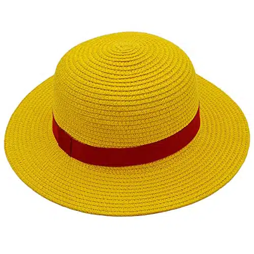 Straw Hat Madeline Hat Cospaly Monkey D Lufy Performance Props Costume Party Yellow Strawhats with String Beach Hats Japanese Pirate Anime Fans Men Women Youth Kids Halloween 