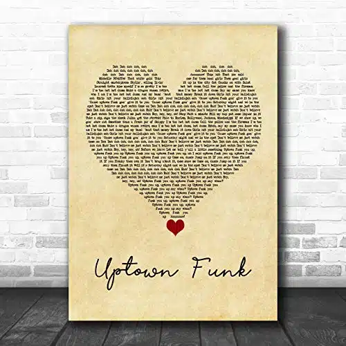 The Card Zoo Uptown Funk Vintage Heart Song Lyric Print