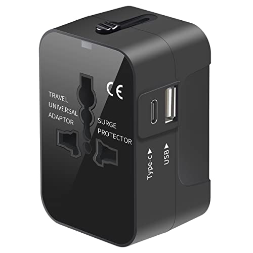 Universal Travel Adapter, International Plug Adapter with B Ports (B C), Worldwide Wall Charger AC Power Plug Converter Adaptor for US to EU UK AUS Asia