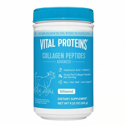 Vital Proteins Collagen Peptides Powder, with Hyaluronic Acid and Vitamin C, Unflavored, Ounce