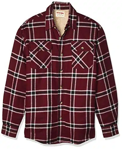 Wrangler Authentics Men's Long Sleeve Heavyweight Fleece Shirt, Tawny Port, X Large