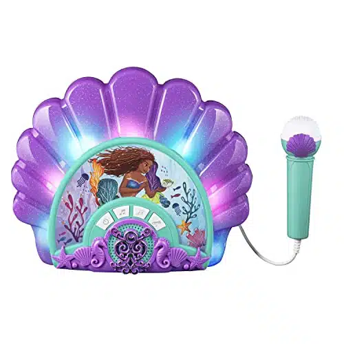 eKids The Little Mermaid Karaoke Microphone with Boombox for Fans of The Little Mermaid Toys, Kids Karaoke Machine with Built in Music