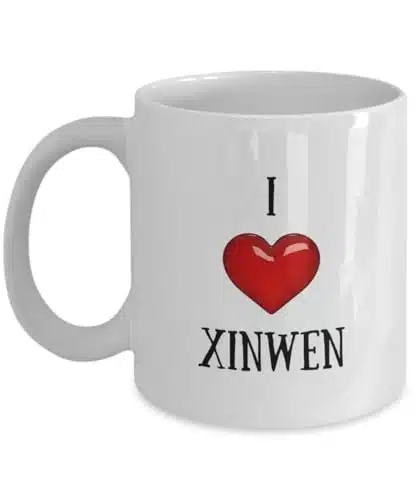 I Love Xinwen Coffee Mug With Name Xinwen Mug Birthday Gifts for Xinwen Cup oz Playful Fox PFXB