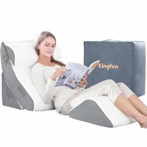Kingfun pcs Orthopedic Bed Wedge Pillow Set for Post Surgery, Memory Foam for Sleeping, Adjustable Leg, Back and Arm Support, Sitting Up and Rest Pillow with Travel Bag