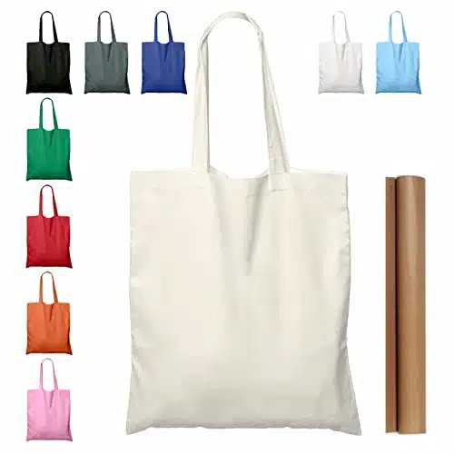 NPBAG    Pack '' X '' Natural Cotton Tote Bags, Lightweight Blank Bulk Cloth bags with pc of PTFE Teflon Sheet (Pack)