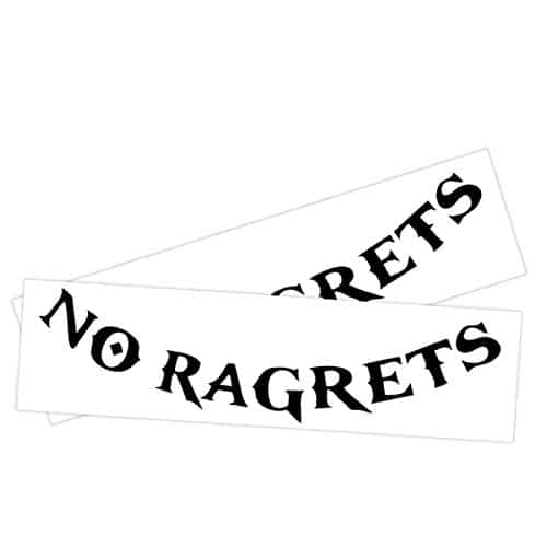 No Ragrets (Pack) Temporary Tattoos  Halloween Costume  Skin Safe