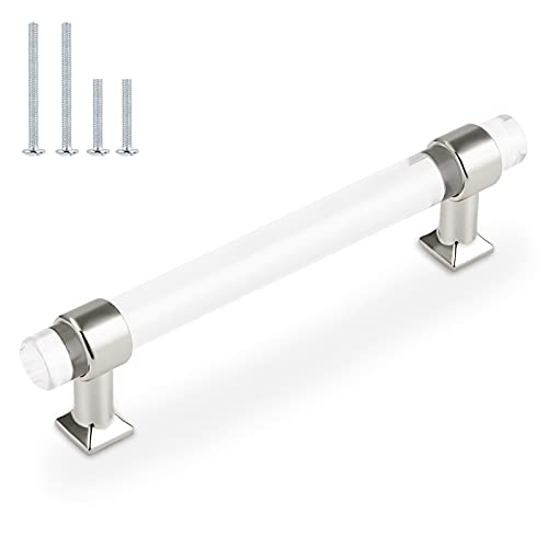 Orger Pack Acrylic Cabinet Handles inch Drawer Pulls Modern Decor Silver Chrome Kitchen Hardware Cabinet Pull Handles for Dresser Drawers and Cupboards
