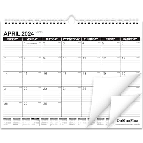 OuMuaMua Wall Calendar onthly Calendar from April to September , x Inches Calendar with Twin Wire Binding, Thick Paper and Ruled Blocks for School Home Office
